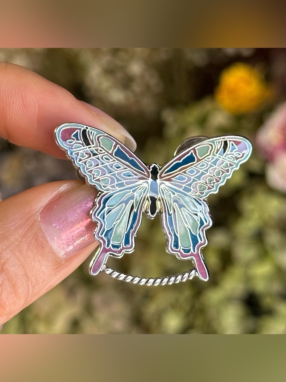 Enameled Butterfly Pin - Picture 5 of 8